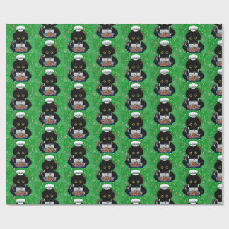 Christmas Black Cat Art Painting Geschenkpapier