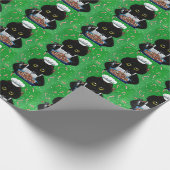 Christmas Black Cat Art Painting Geschenkpapier (Ecke)