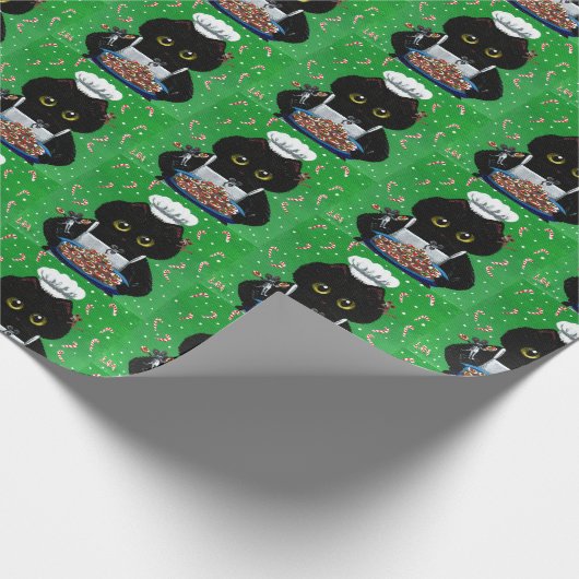 Christmas Black Cat Art Painting Geschenkpapier (Ecke)