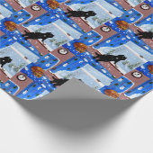Christmas Black Cat Art Painting Geschenkpapier (Ecke)