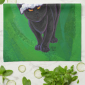 Christmas Black Cat auf Green Geschirrtuch (Gefaltet)
