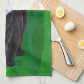 Christmas Black Cat auf Green Geschirrtuch (Viertel Falte)