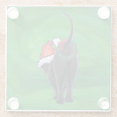 Christmas Black Cat auf Green Glasuntersetzer (Rückseite)
