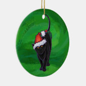 Christmas Black Cat auf Green Keramikornament (Rechts)