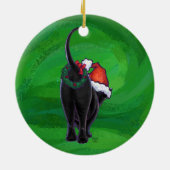 Christmas Black Cat auf Green Keramikornament (Hinten)