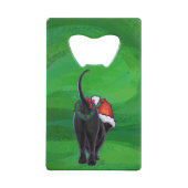 Christmas Black Cat auf Green Kreditkartenflaschenöffner (Rückseite)