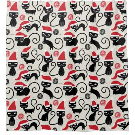 Christmas Black Cat Duschvorhang (Vorderseite)