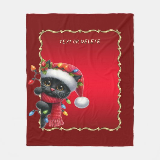 Christmas Black Cat Fleece Blanket (Vorderseite)