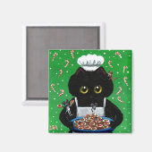 Christmas Black Cat Funny Creationarts Magnet (Vorderseite/Rückseite)