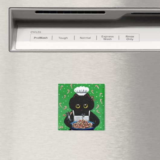 Christmas Black Cat Funny Creationarts Magnet (In Situ (Geschirrspüler))