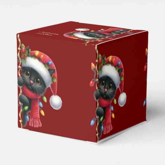 Christmas Black Cat Holiday Favor Box Geschenkschachtel (Rückseite)