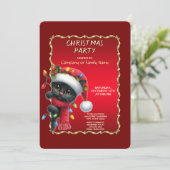 Christmas Black Cat Holiday Party Invitation Einladung (Stehend Vorderseite)