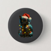 Christmas Black Cat Ice Cream Drip Santa Hat Cute  Button (Vorderseite)