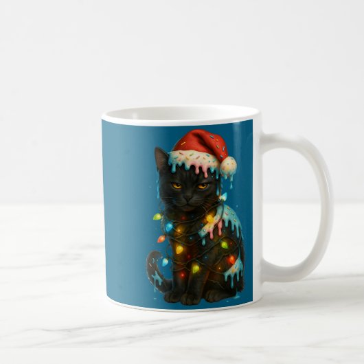 Christmas Black Cat Ice Cream Drip Santa Hat Cute  Kaffeetasse (Rechts)