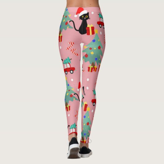 Christmas Black Cat Pattern Leggings (Rückseite)
