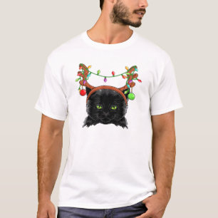 Christmas Black Cat Rentier Antlers Catmas Women T-Shirt