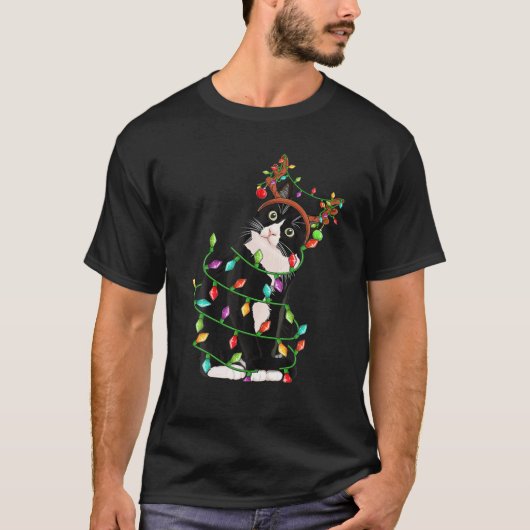 Christmas Black Cat Rentier Antlers Catmas Women T-Shirt (Vorderseite)
