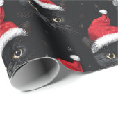 Christmas Black Cat Santa Funny Geschenkpapier (Rolleneckpunkt)