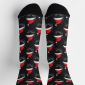 Christmas Black Cat Santa Funny Socken (Oben)