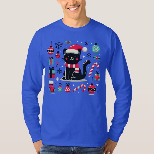 Christmas Black Cat T-Shirt (Vorderseite)