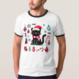 Christmas Black Cat T-Shirt