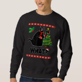 Christmas Black Cat What Xmas Costume for party Sweatshirt (Vorderseite)