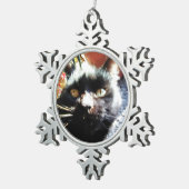 CHRISTMAS BLACK CAT-Zierwerk Schneeflocken Zinn-Ornament (Rechts)