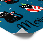 Christmas Black Cats Merry Christmas Cute Holiday  Poster (Ecke)