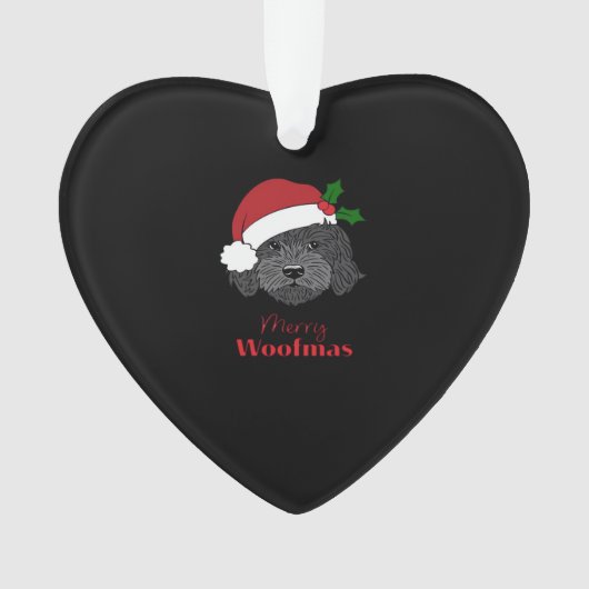 Christmas Black Cockapoo, Cavapoo, Cavoodle, Merry Ornament (Vorderseite)