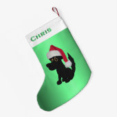 Christmas Black Dog Green Personalisiert Kleiner Weihnachtsstrumpf (Rückseite (Hängend))