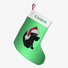 Christmas Black Dog Green Personalisiert Kleiner Weihnachtsstrumpf