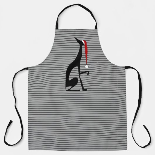 Christmas Black Dog Greyhound mit Weihnachtsmannmü Schürze (Vorderseite)