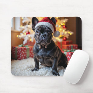 Christmas Black French Bulldog Mousepad