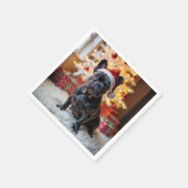 Christmas Black French Bulldog Serviette (Ecke)