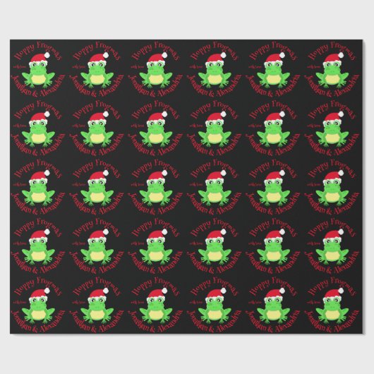 Christmas Black Frog Weihnachtsmannmütze Neuheit Geschenkpapier (Flach)