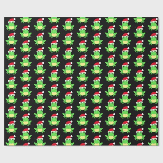 Christmas Black Frog Weihnachtsmannmütze Pattern N Geschenkpapier (Flach)