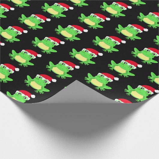 Christmas Black Frog Weihnachtsmannmütze Pattern N Geschenkpapier (Ecke)