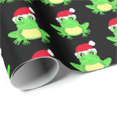 Christmas Black Frog Weihnachtsmannmütze Pattern N Geschenkpapier (Rolleneckpunkt)