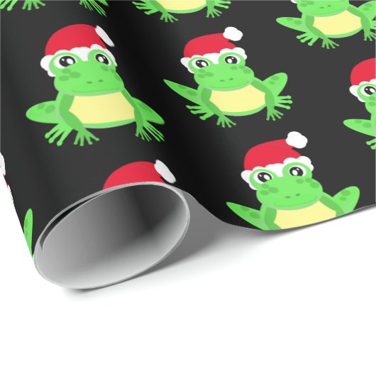 Christmas Black Frog Weihnachtsmannmütze Pattern N Geschenkpapier (Rolleneckpunkt)