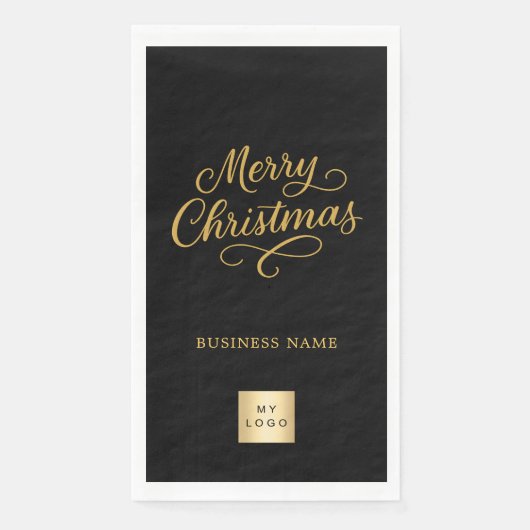 Christmas black gold business logo serviette (Vorderseite)