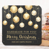 Christmas Black Gold Handmade für Sie Quadratischer Aufkleber