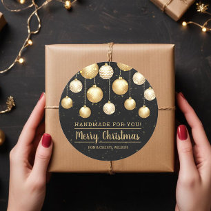 Christmas Black Gold Handmade für Sie Runder Aufkleber