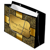 Christmas black gold ribbon elegant große geschenktüte (Vorderseite Schrägansicht)