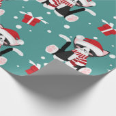 Christmas Black Kitty Pattern Geschenkpapier (Ecke)