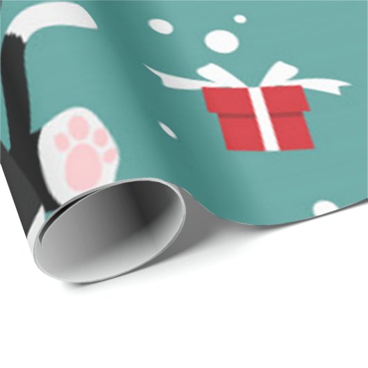 Christmas Black Kitty Pattern Geschenkpapier (Rolleneckpunkt)
