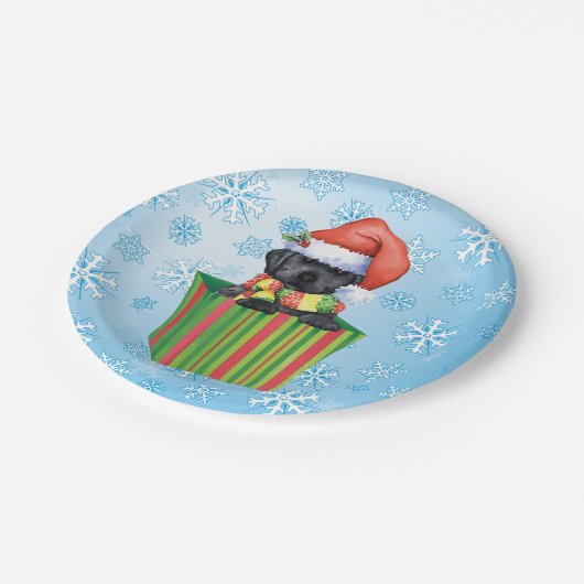 Christmas Black Lab Pappteller (Schrägansicht)
