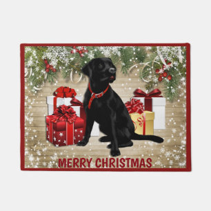 CHRISTMAS BLACK LABRADOR FUßMATTE