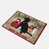 CHRISTMAS BLACK LABRADOR FUßMATTE (Schrägansicht)
