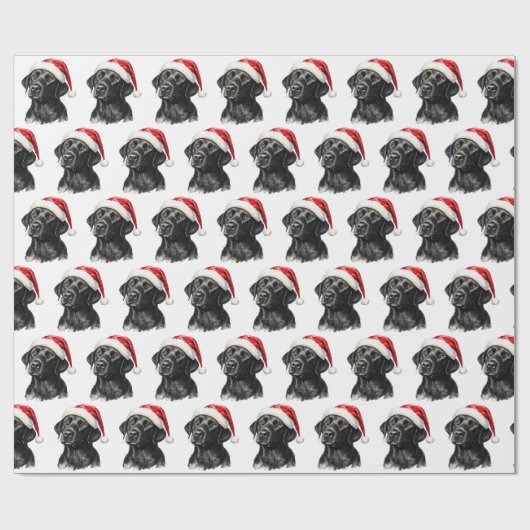 Christmas Black Labrador  Geschenkpapier (Flach)