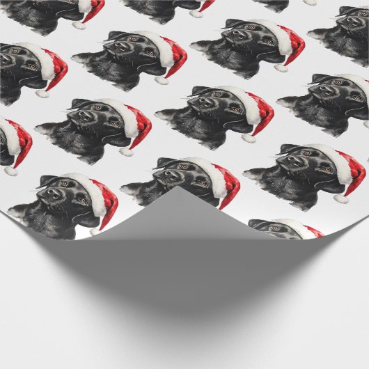 Christmas Black Labrador  Geschenkpapier (Ecke)